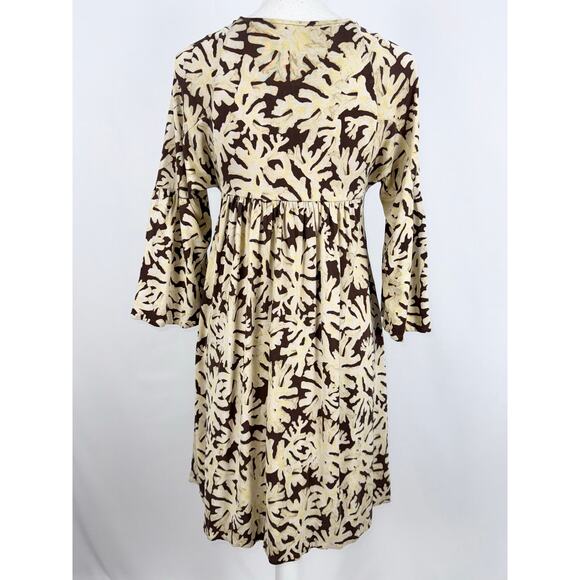 Diane Von Furstenberg Women's Silk Printed Baby Doll Mini Dress Size 2 Brown - Picture 6 of 11